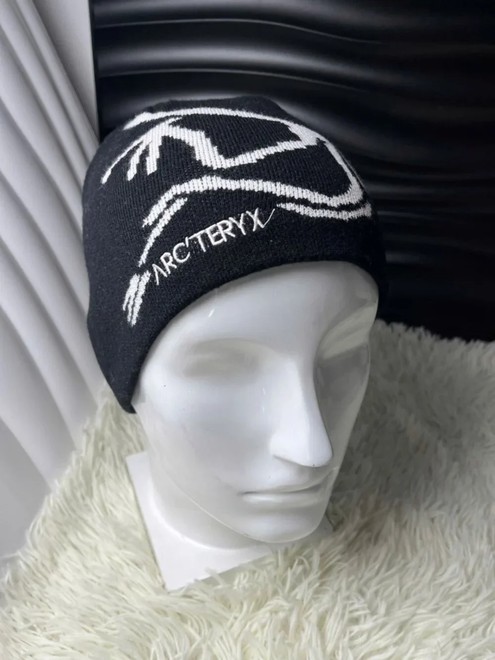 Arc Black Bird Graphic Knit Beanie Unisex Winter Hat